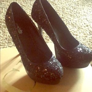 Size 9 Black Sequin Heels